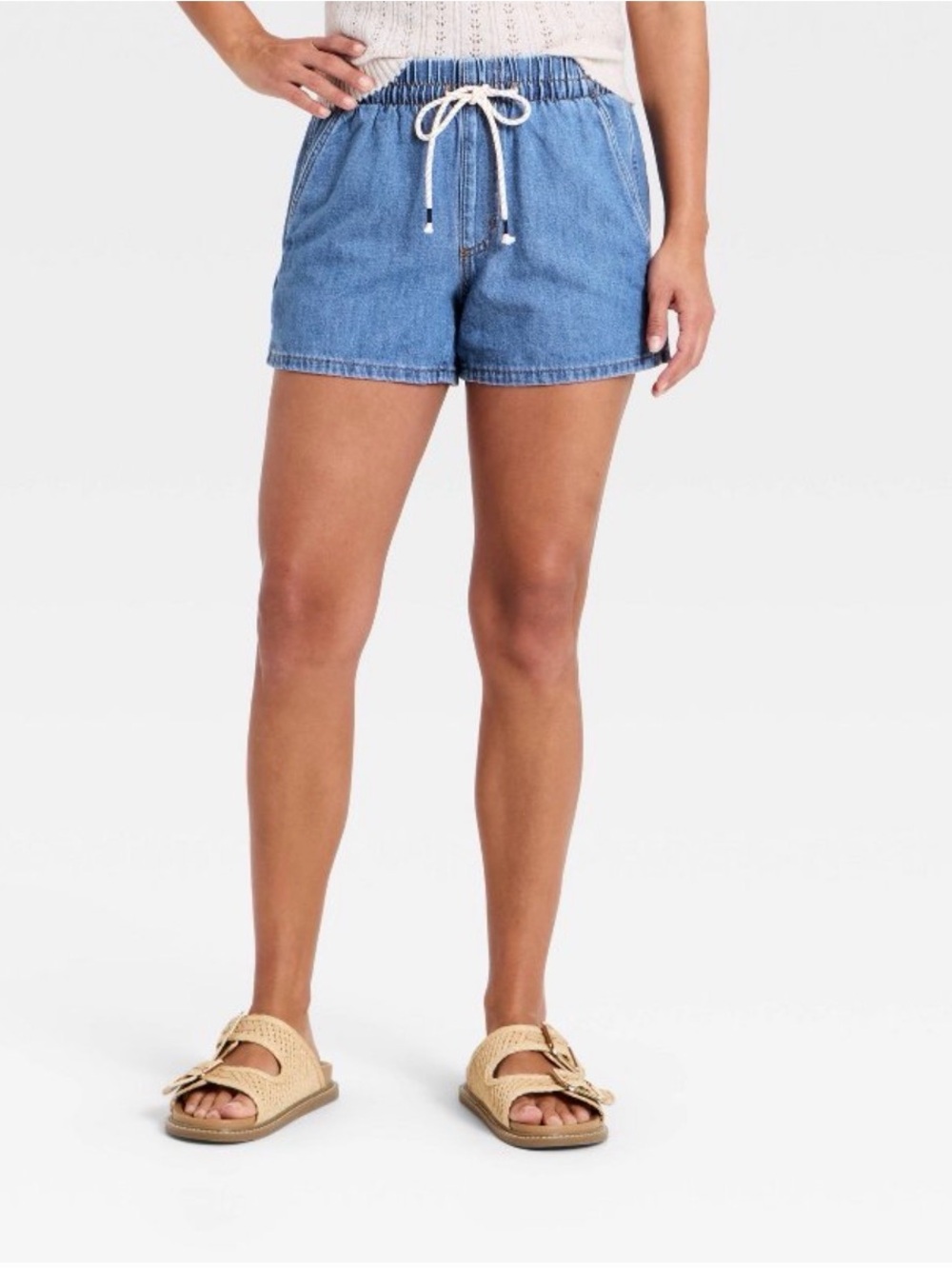 Target Women's Light Blue Denim Drawstring Shorts
